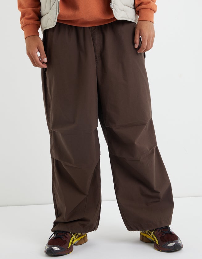 Plain Parachute Pants in Brown Hallensteins NZ