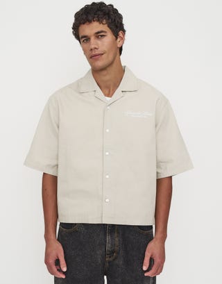 Paradise Club Cropped Short Sleeve Shirt in Desert Stone Back