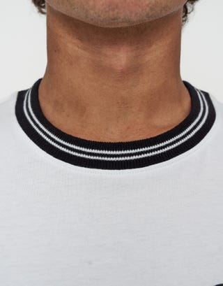 Paradise Contrast Short Sleeve Tee in Blanc Detail