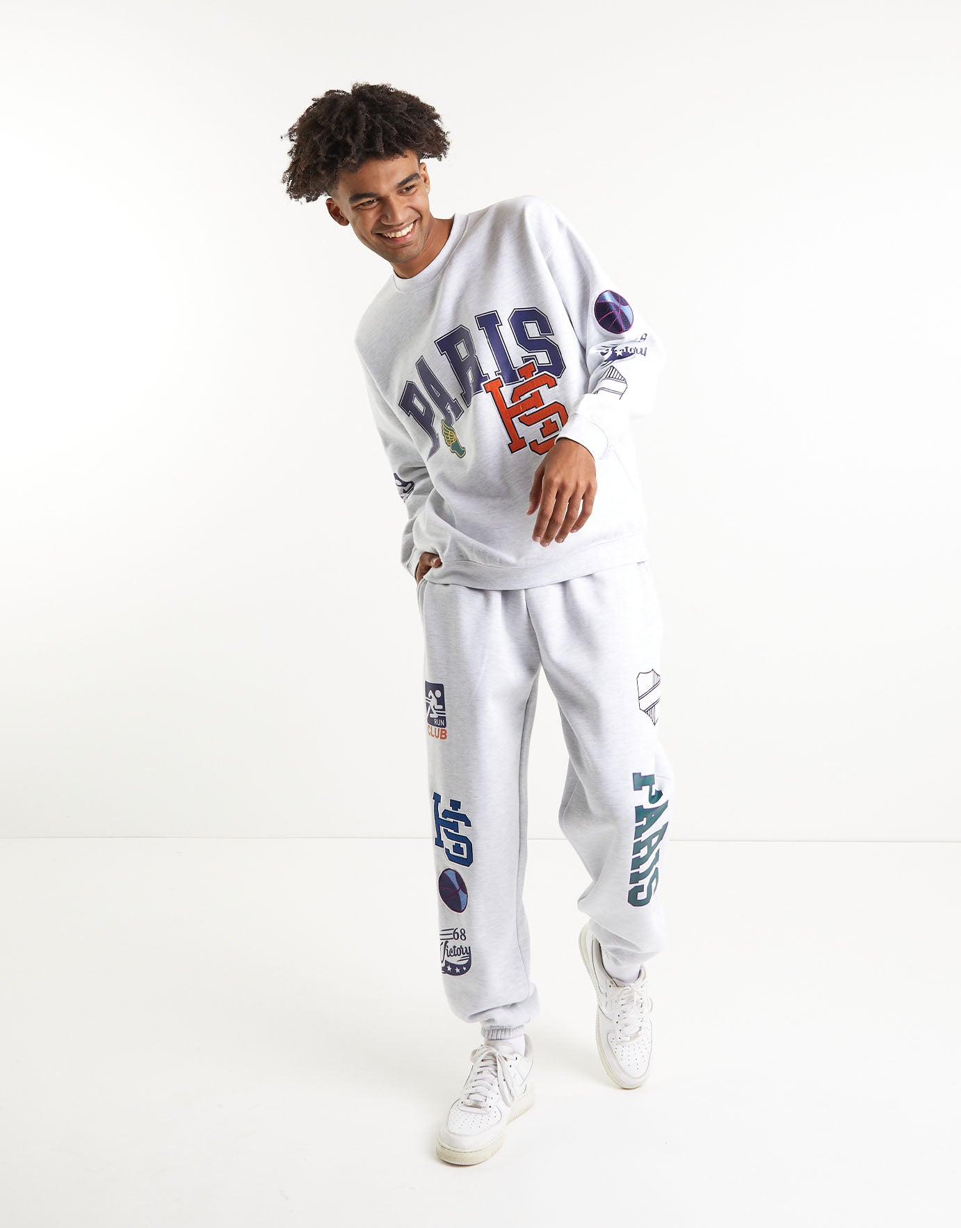 Paris Collegiate Track Pants in White 