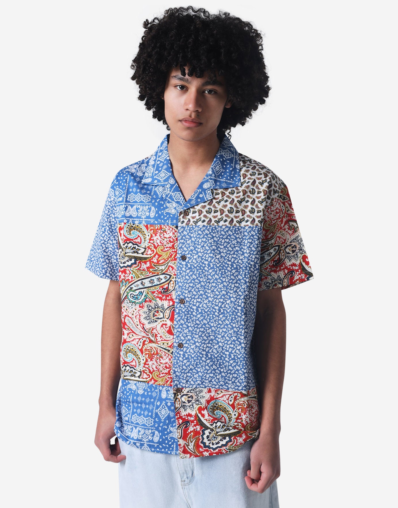 Paisley Print Patchwork Short Sleeve 