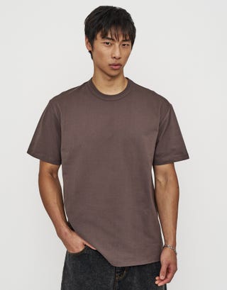 Perfect Relaxed Fit T Shirt in Espresso Brown Front