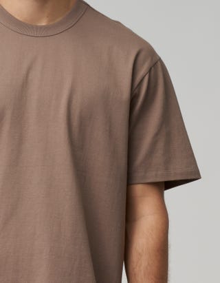 Perfect Relaxed Fit T Shirt in Wood Smoke Detail