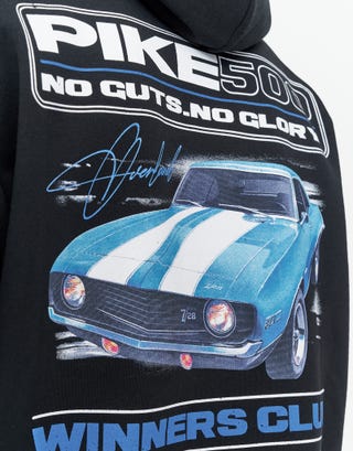 Pike 500 Racer Oversized Hoodie in Black Detail