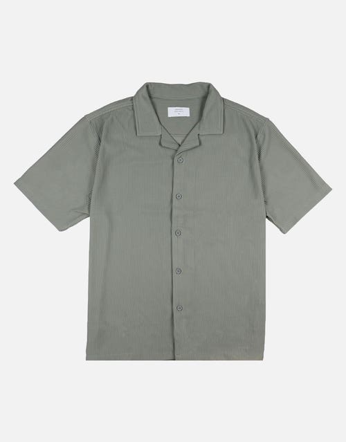 Plisse Pleated Relaxed Short Sleeve Shirt