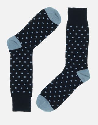 Polka Dot Dress Socks in Navy Full