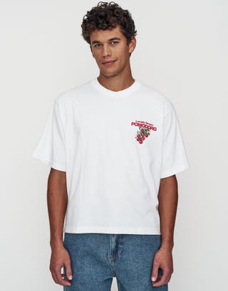 Pomodoro Cropped Relaxed Fit T Shirt in Blanc Back
