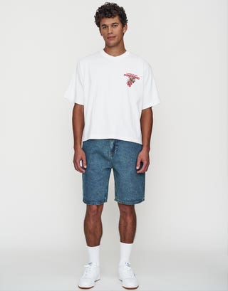 Pomodoro Cropped Relaxed Fit T Shirt in Blanc Full