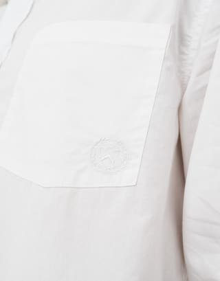 Cropped Long Sleeve Shirt in White Detail2