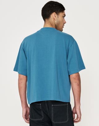 Cropped Relaxed Fit T Shirt in Kingfisher Back