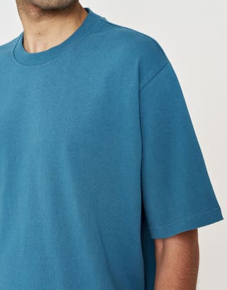 Cropped Relaxed Fit T Shirt in Kingfisher Detail