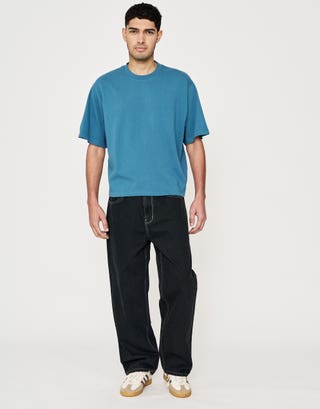 Cropped Relaxed Fit T Shirt in Kingfisher Full