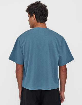 Cropped Relaxed Fit T Shirt in Orion Blue Back