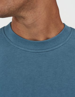Cropped Relaxed Fit T Shirt in Orion Blue Detail
