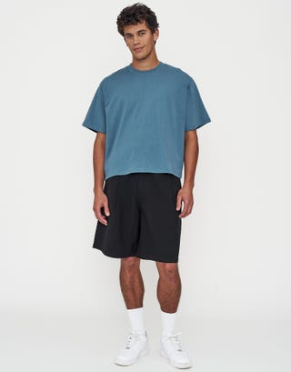 Cropped Relaxed Fit T Shirt in Orion Blue Full