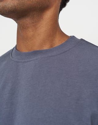 Cropped Relaxed Fit T Shirt in Shadow Blue Detail