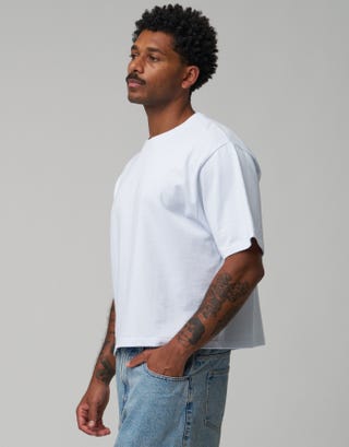 Cropped Relaxed Fit T Shirt in White Detail2