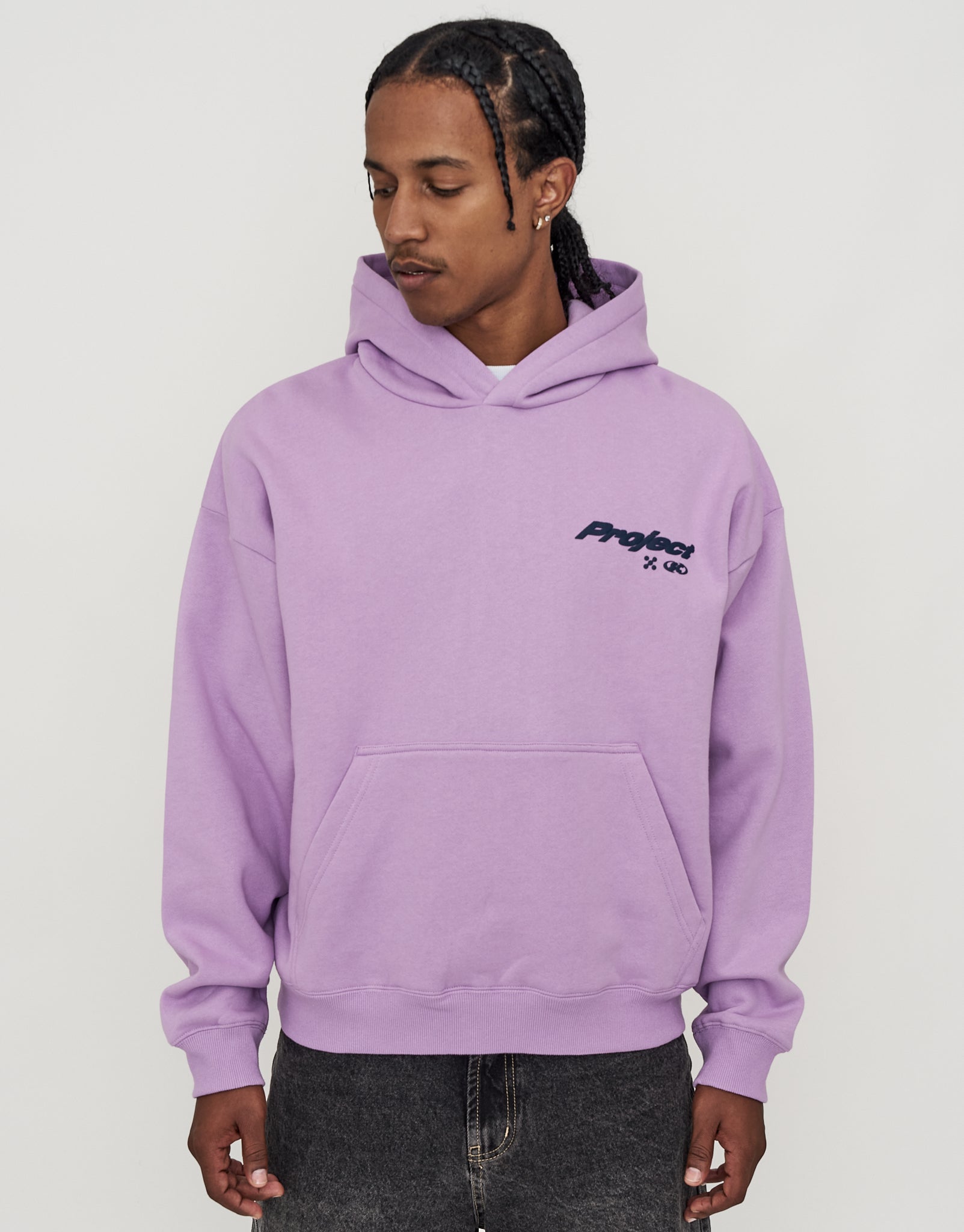 Project Oversized Cropped Hoodie in Neon Lilac | Hallensteins NZ