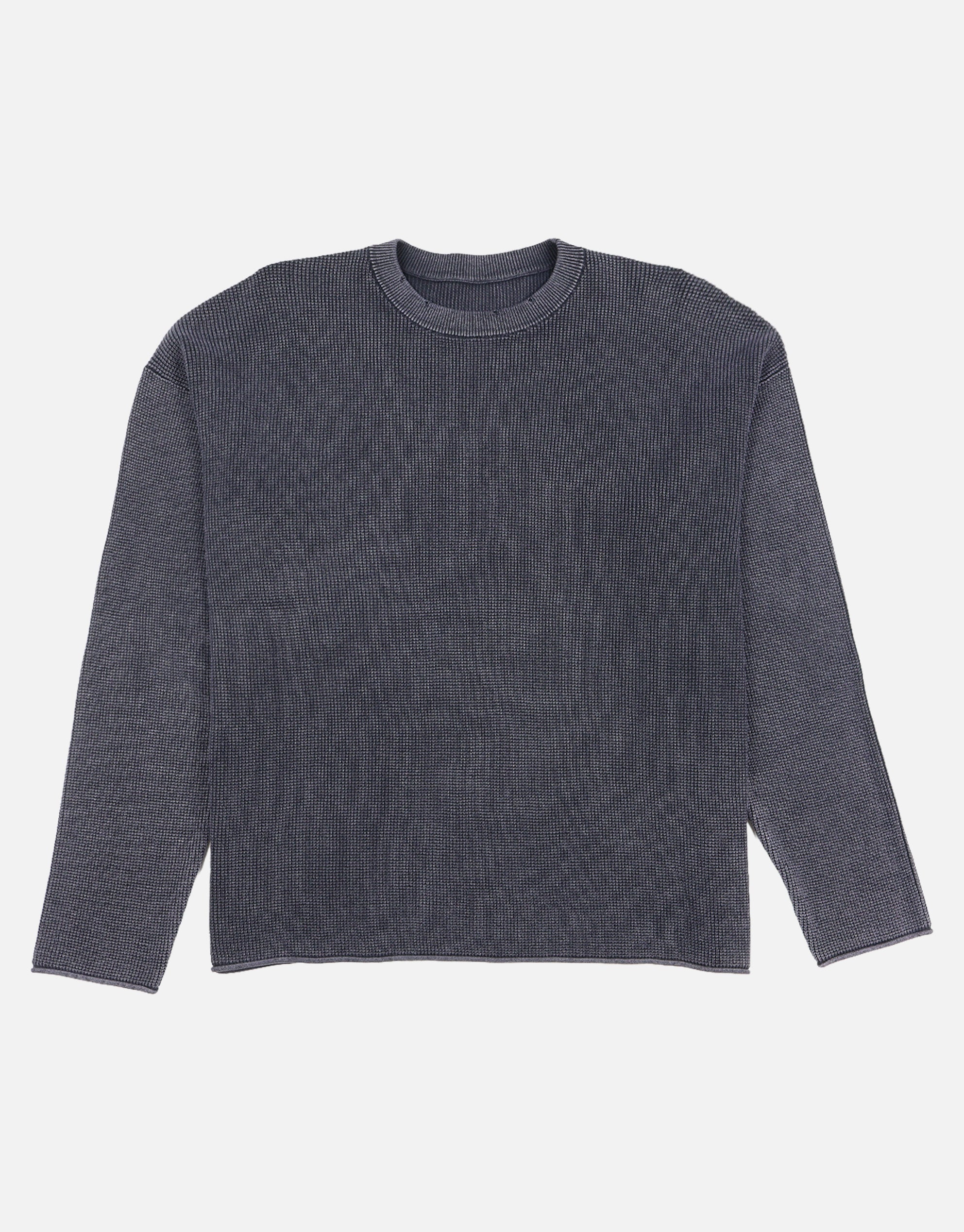 Oversized Crew Knit Jumper in Washed Black | Hallensteins AU