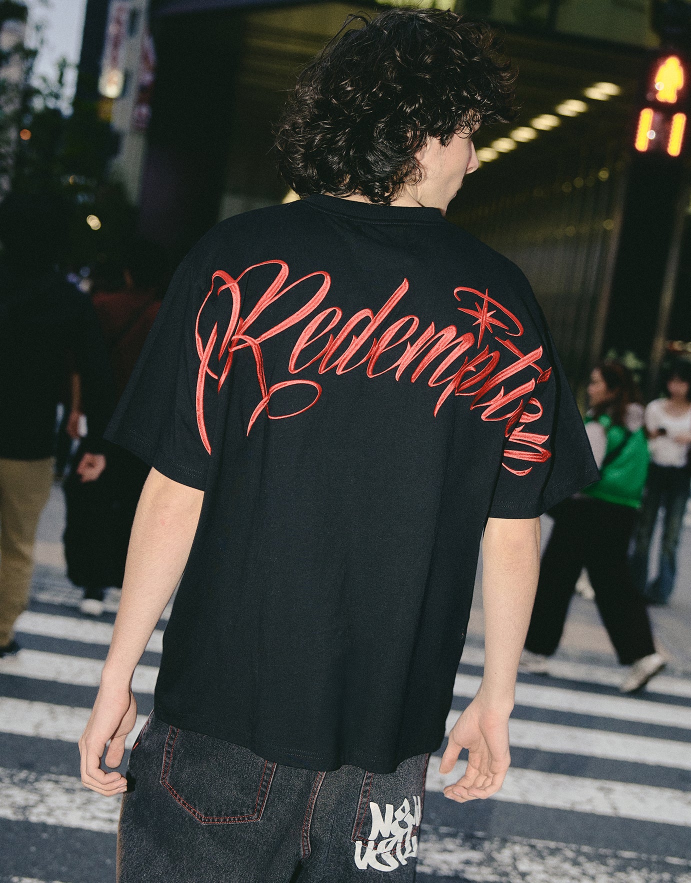 Redemption Relaxed Fit T Shirt in Black/red | Hallensteins NZ