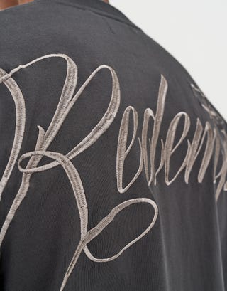 Redemption Relaxed Fit T Shirt in Pewter Grey Back