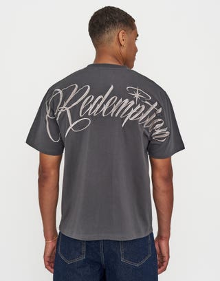 Redemption Relaxed Fit T Shirt in Pewter Grey Detail2