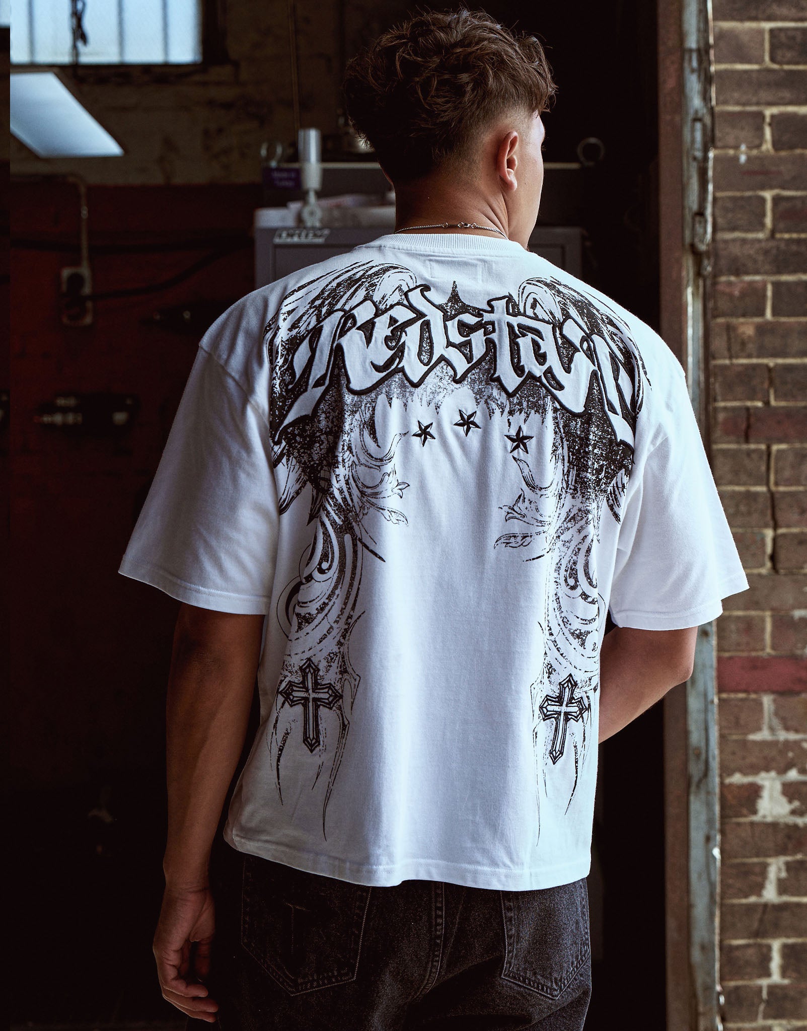 Redstar Box Fit T Shirt in Blanc | Hallensteins NZ