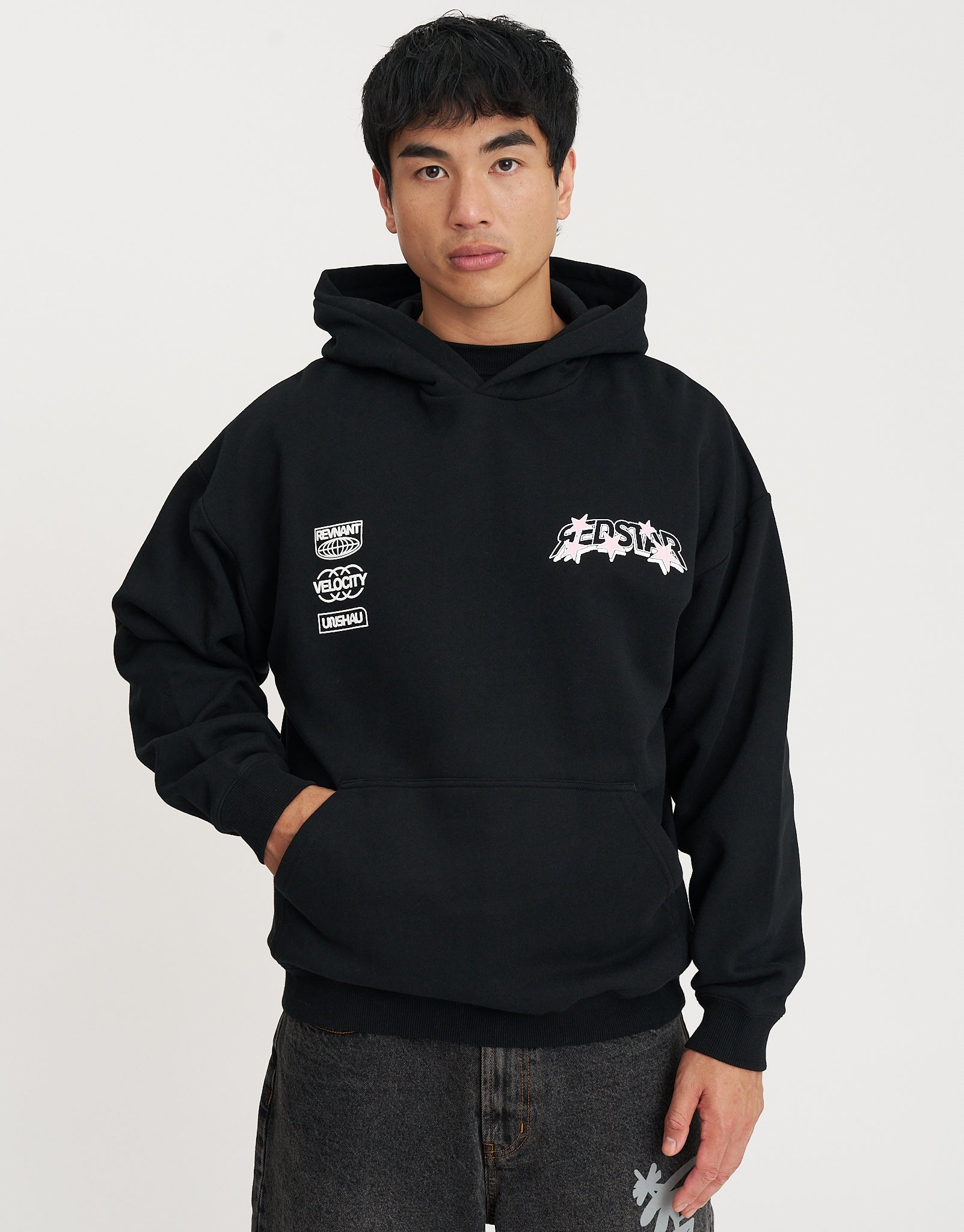 Redstar Racer Oversized Hoodie in Black | Hallensteins NZ
