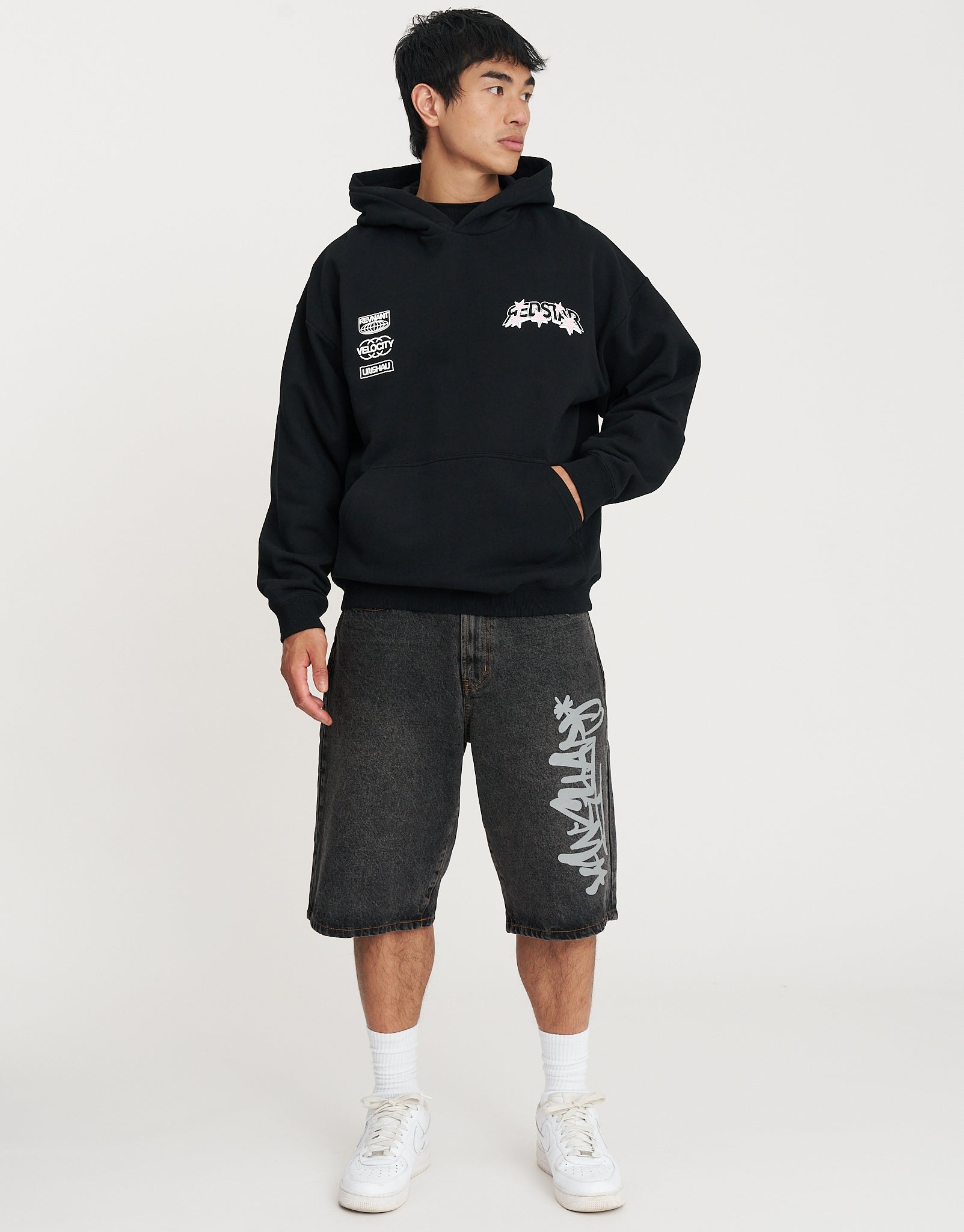 Redstar Racer Oversized Hoodie in Black | Hallensteins NZ