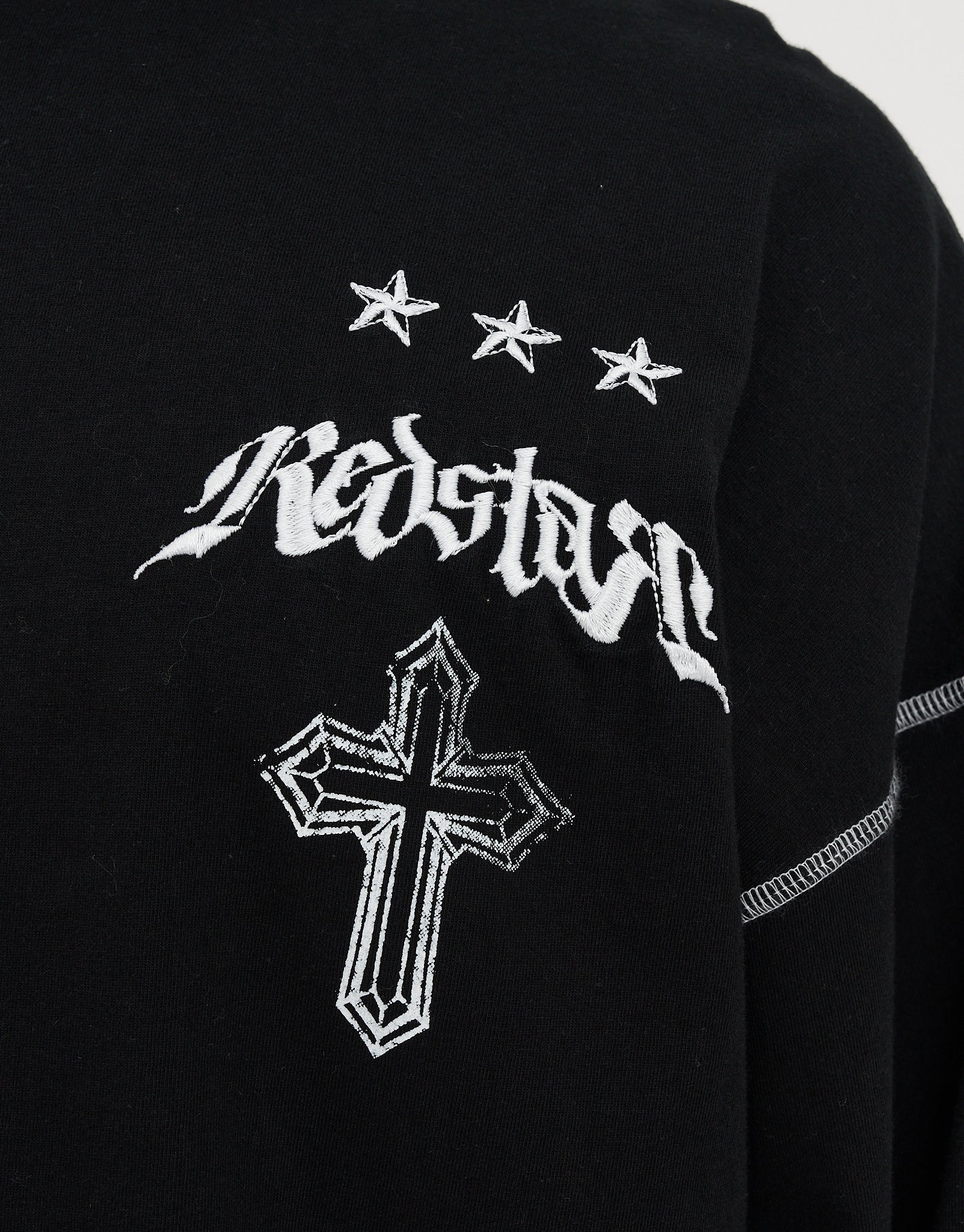 Redstar Cropped Long Sleeve T Shirt in Black | Hallensteins NZ