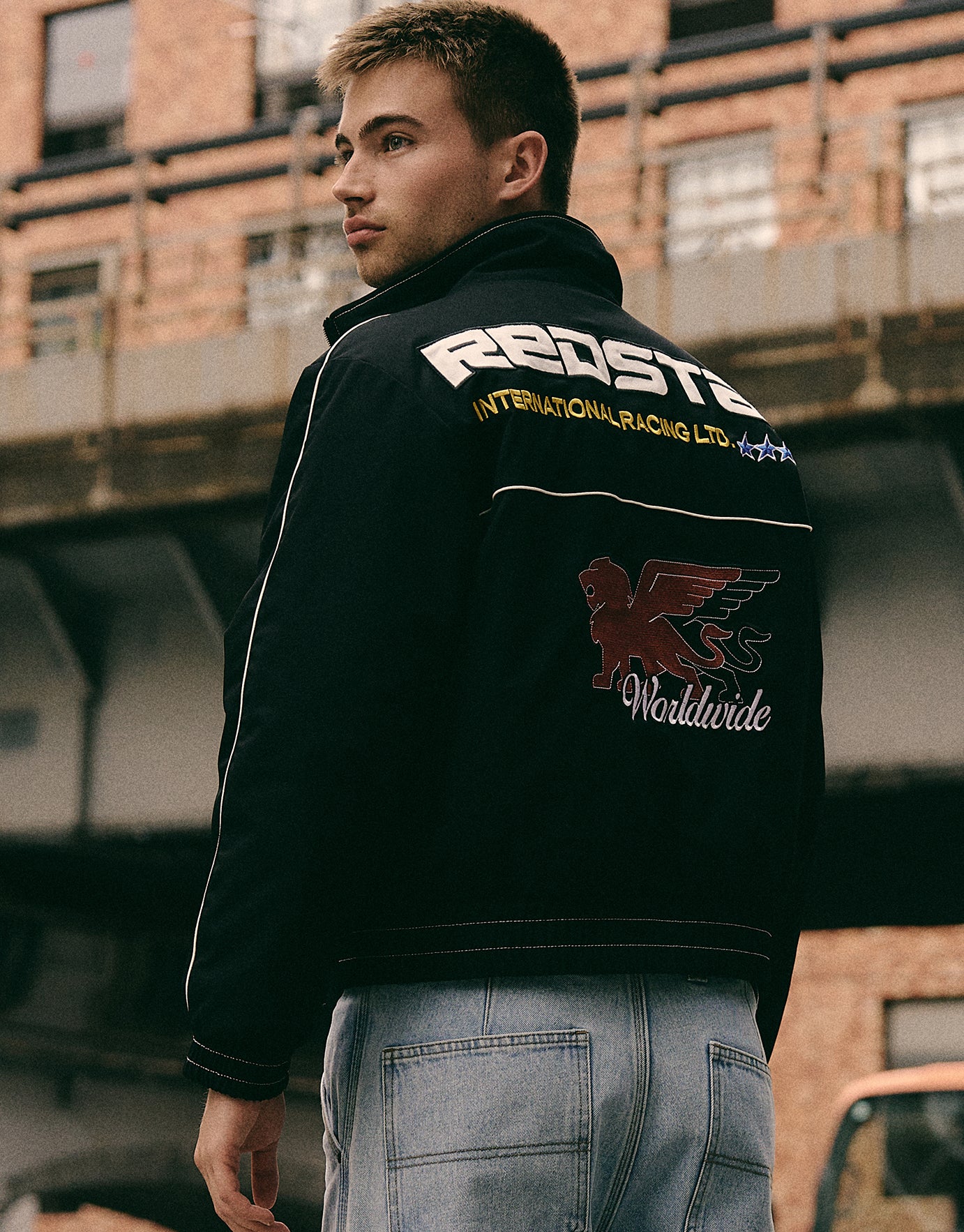 Redstar Cropped Racing Jacket in Black | Hallensteins AU