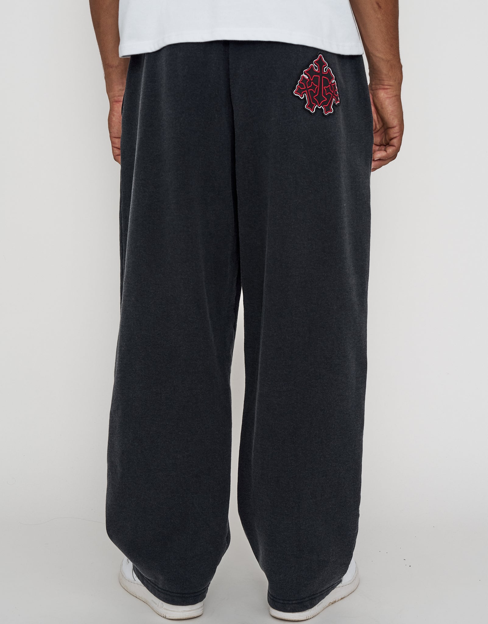 Void Wide Leg Track Pants in Washed Black | Hallensteins NZ