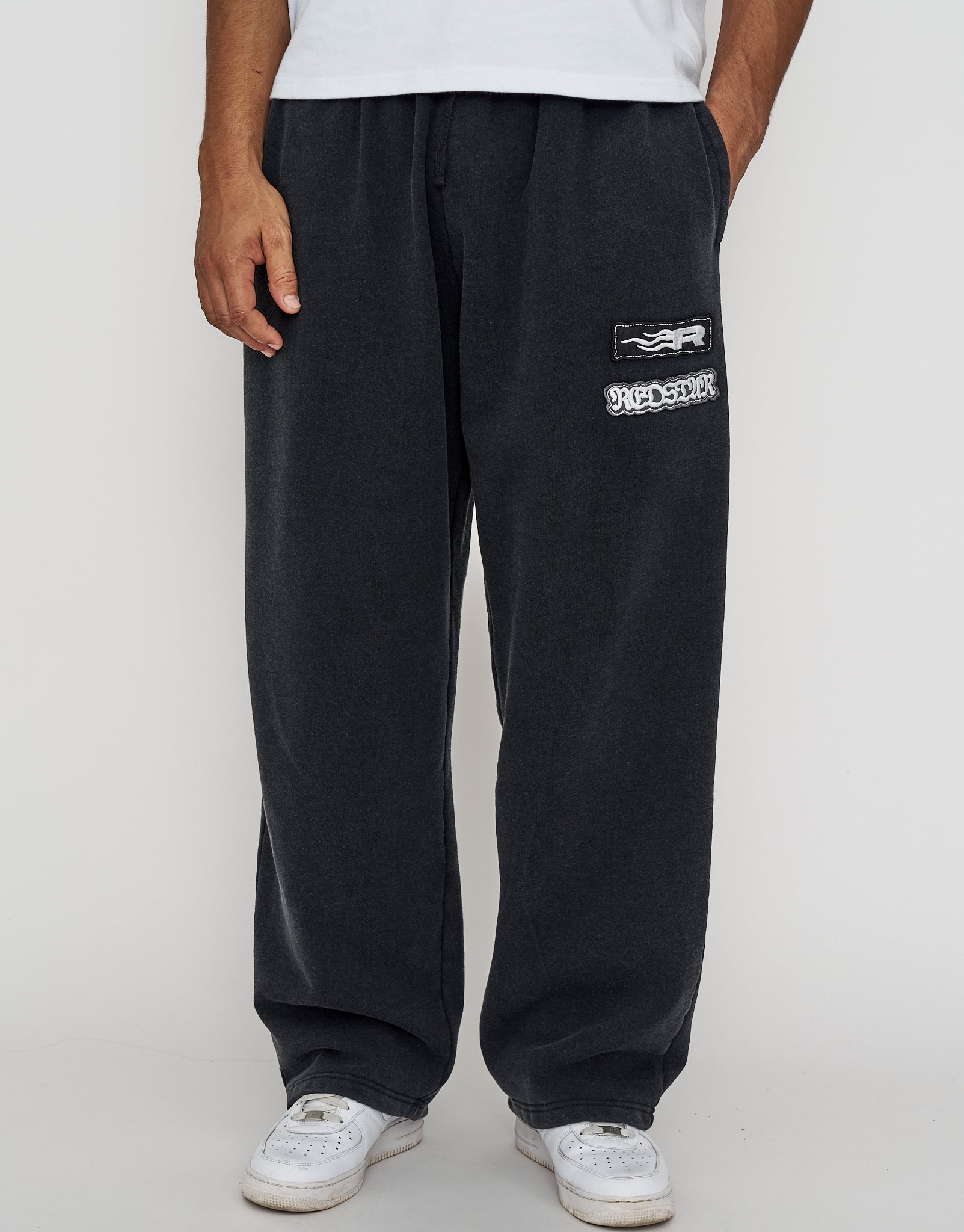 Void Wide Leg Track Pants in Washed Black | Hallensteins AU