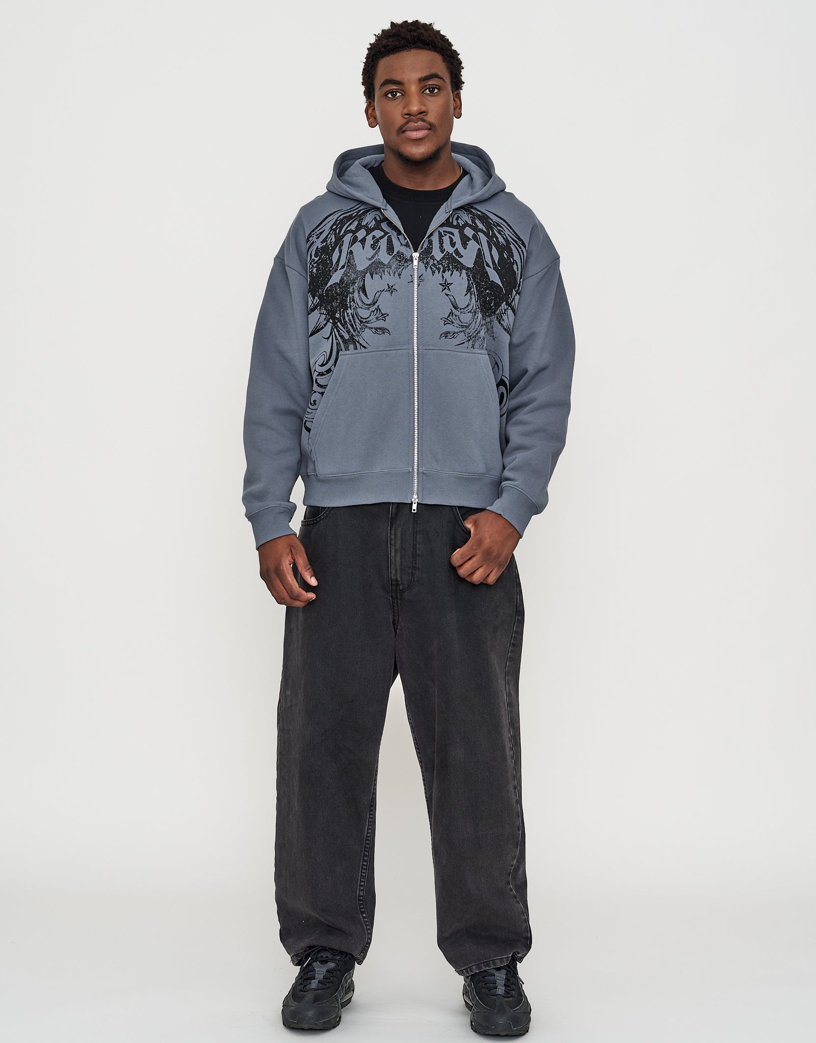 Redstar Oversized Zip Up Hoodie in Storm Grey | Hallensteins NZ