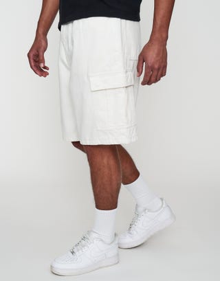 Relaxed Fit Cargo Jorts in Cloud White Detail2