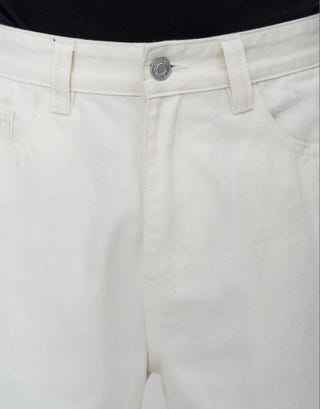 Relaxed Fit Cargo Jorts in Cloud White Detail3