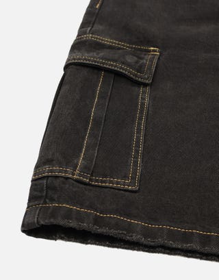 Relaxed Fit Cargo Jorts in Raw Shadow Back