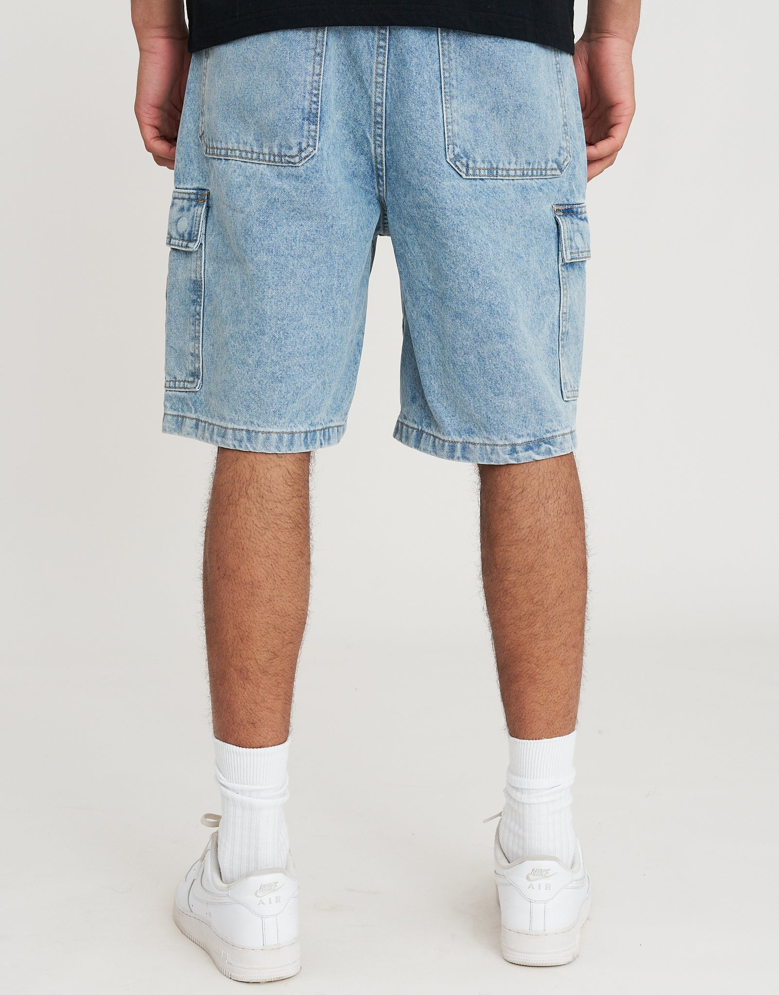 Relaxed Fit Cargo Jorts in Sun Washed Blue | Hallensteins AU