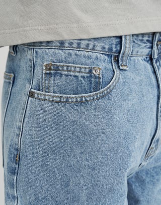 Relaxed Fit Cargo Jorts in Sun Washed Blue Detail2