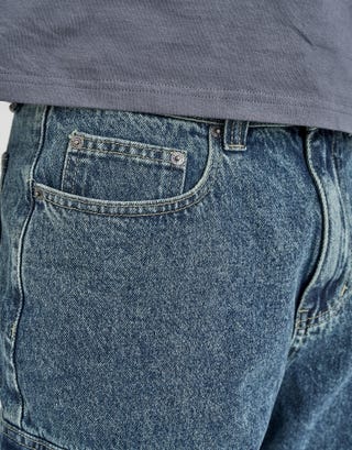Relaxed Fit Cargo Jorts in Swill Blue Detail2