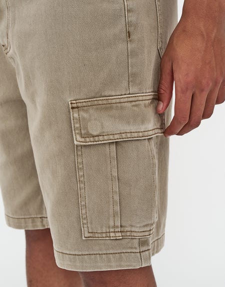 Relaxed Fit Cargo Jorts in Tan Hallensteins AU - Main Image