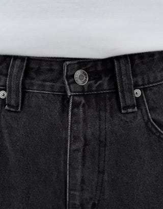 Relaxed Fit Cargo Jorts in Washed Black Detail