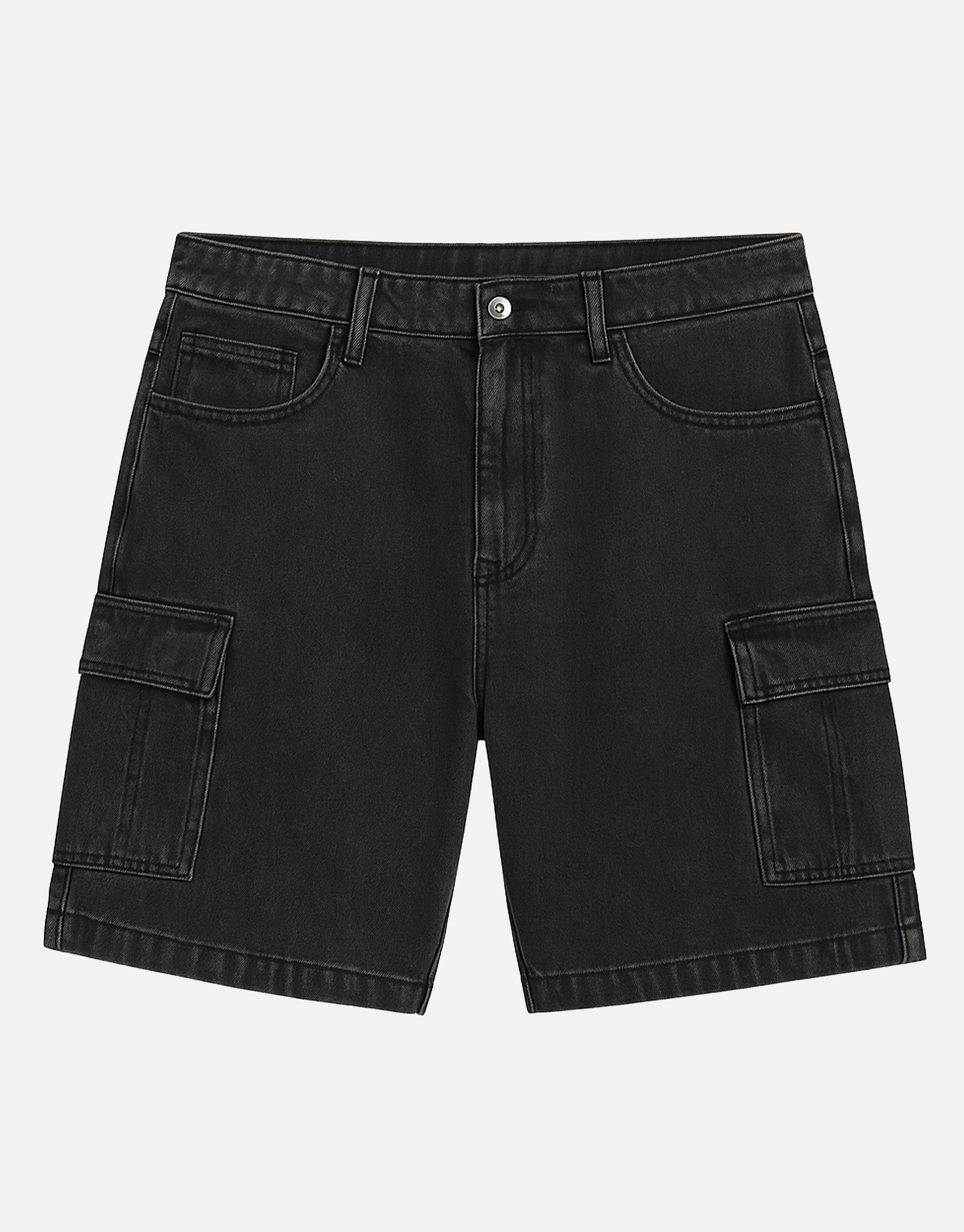 Relaxed Fit Cargo Jorts in Washed Black | Hallensteins AU