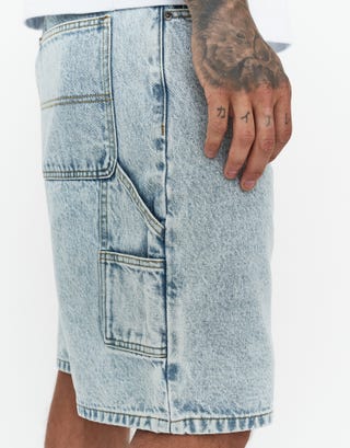 Relaxed Denim Carpenter Shorts in Beach Blue Detail2