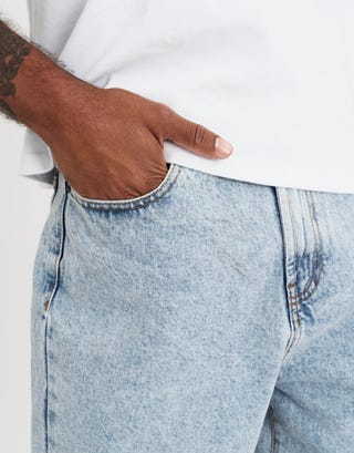 Relaxed Fit Denim Shorts in Light Blue Detail2