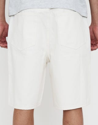 Relaxed Fit Denim Shorts in Cloud White Back