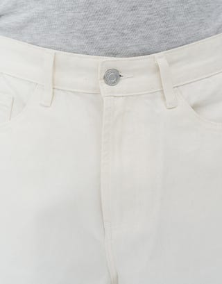 Relaxed Fit Denim Shorts in Cloud White Detail