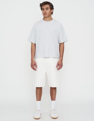 Relaxed Fit Denim Shorts in Cloud White Full