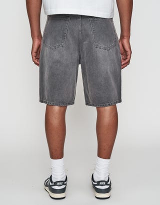 Relaxed Fit Denim Shorts in Grey Back