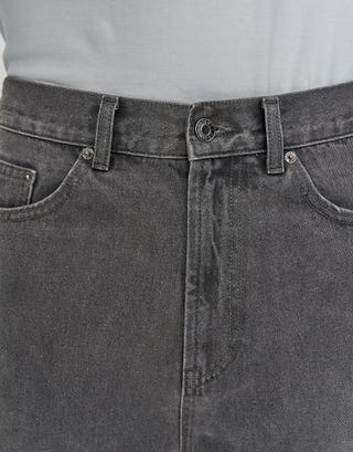 Relaxed Fit Denim Shorts in Grey Detail